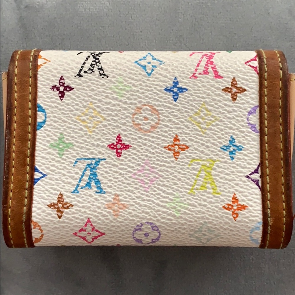 Authentic Louis Vuitton Murakami White Wallet Porte Monnaie Plat Coin Case - Picture 4 of 9
